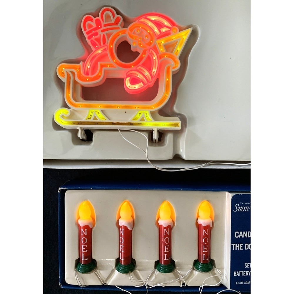 Dept. 56 Village Lights Waving Santa Sleigh Mini Blow-Mold Candles NOS Vtg VIDEO